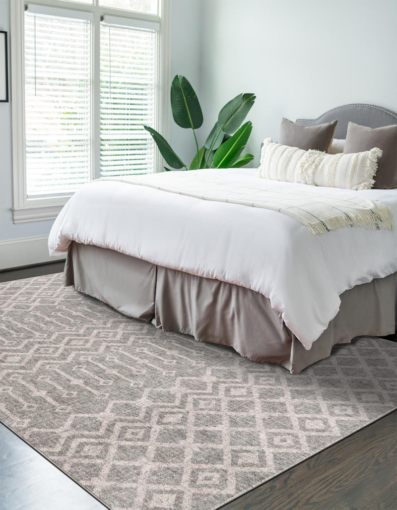 Geo Garden Lattice Collection Area Rug - Andalusia Rectangle Gray lifestyle 12
