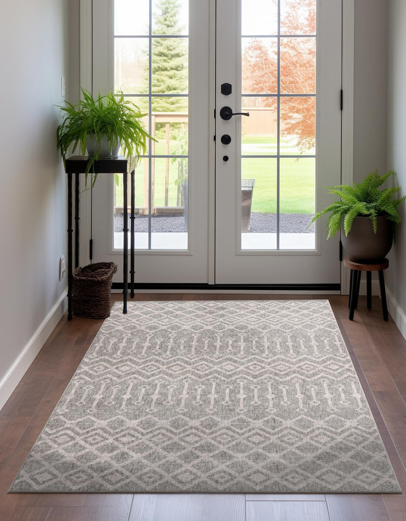 Geo Garden Lattice Collection Area Rug - Andalusia Rectangle Gray lifestyle 37
