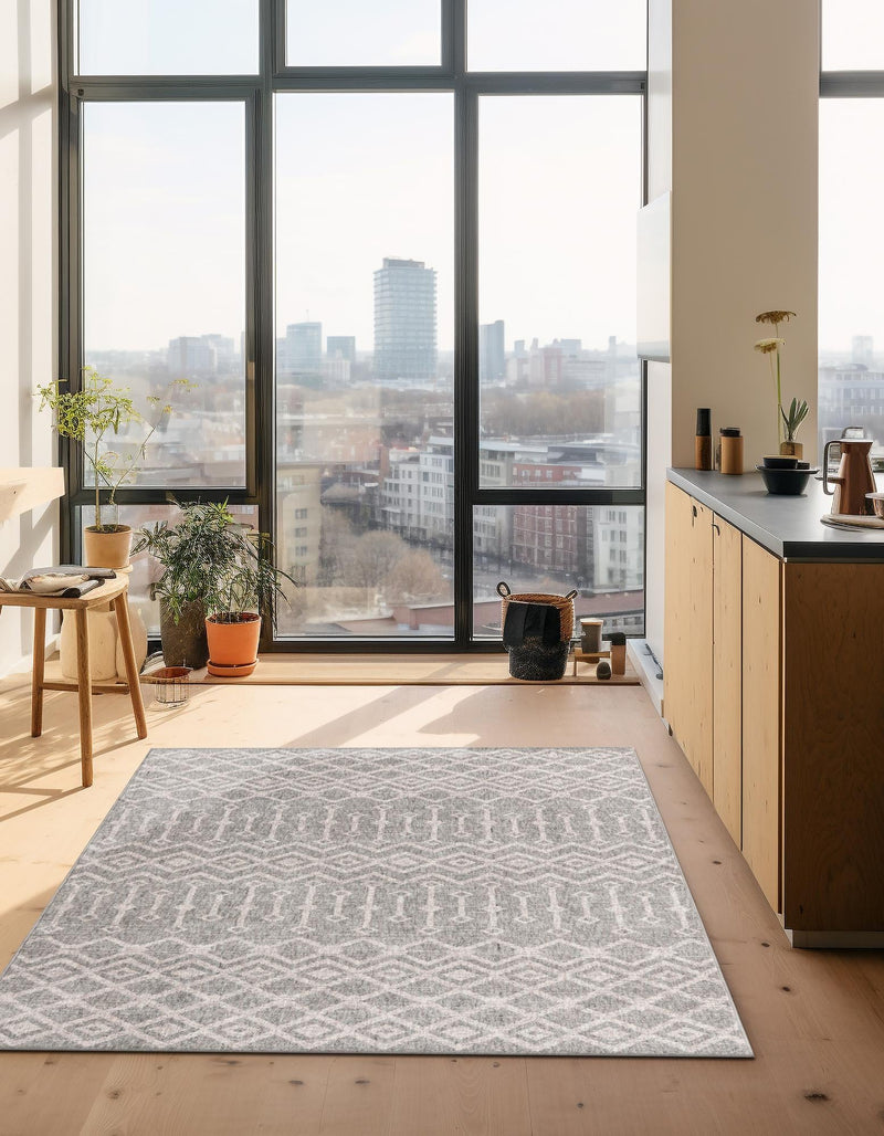 Geo Garden Lattice Collection Area Rug - Andalusia Rectangle Gray lifestyle 42