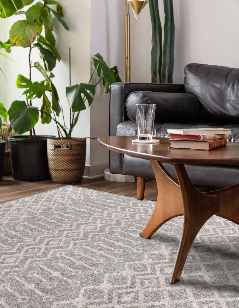 Geo Garden Lattice Collection Area Rug - Andalusia Rectangle Gray lifestyle 52