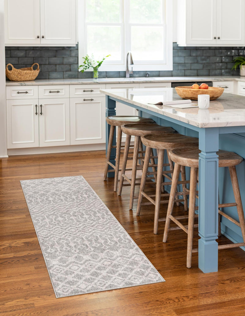 Geo Garden Lattice Collection Area Rug - Andalusia Runner Gray lifestyle 127