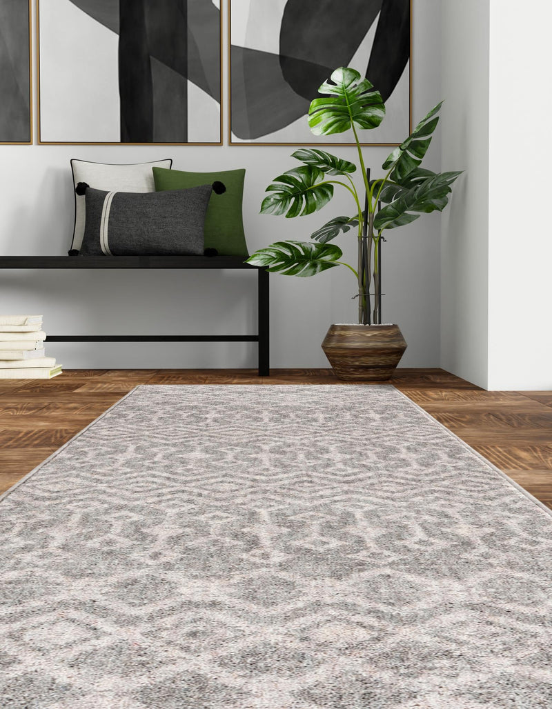 Geo Garden Lattice Collection Area Rug - Andalusia Runner Gray lifestyle 132