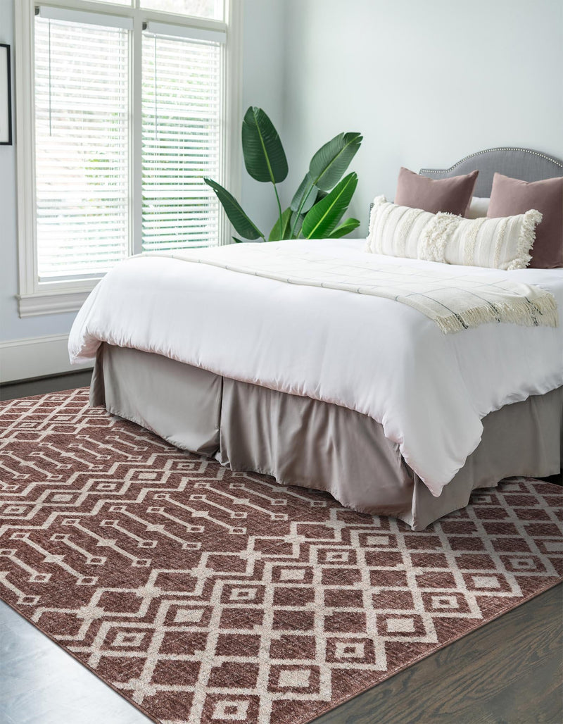 Geo Garden Lattice Collection Area Rug - Andalusia Rectangle Dusty Rose lifestyle 6