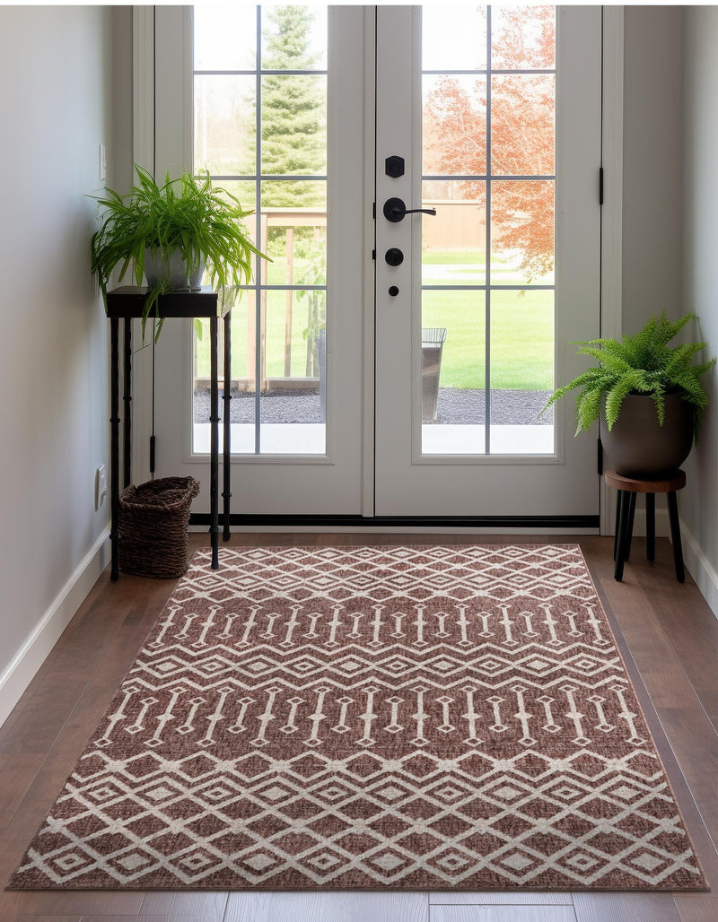Geo Garden Lattice Collection Area Rug - Andalusia Rectangle Dusty Rose lifestyle 16