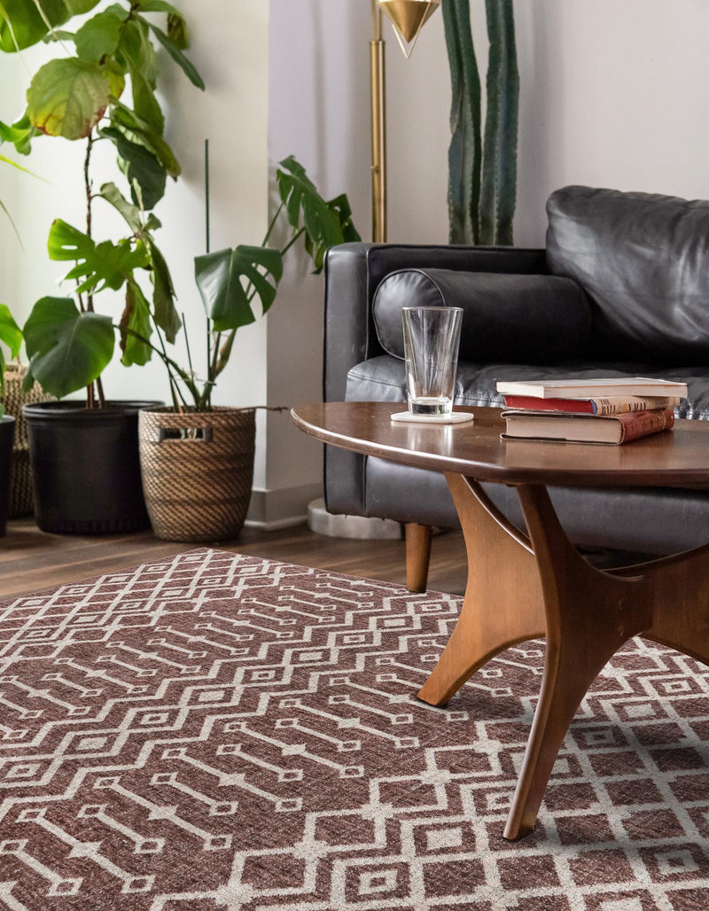 Geo Garden Lattice Collection Area Rug - Andalusia Rectangle Dusty Rose lifestyle 22
