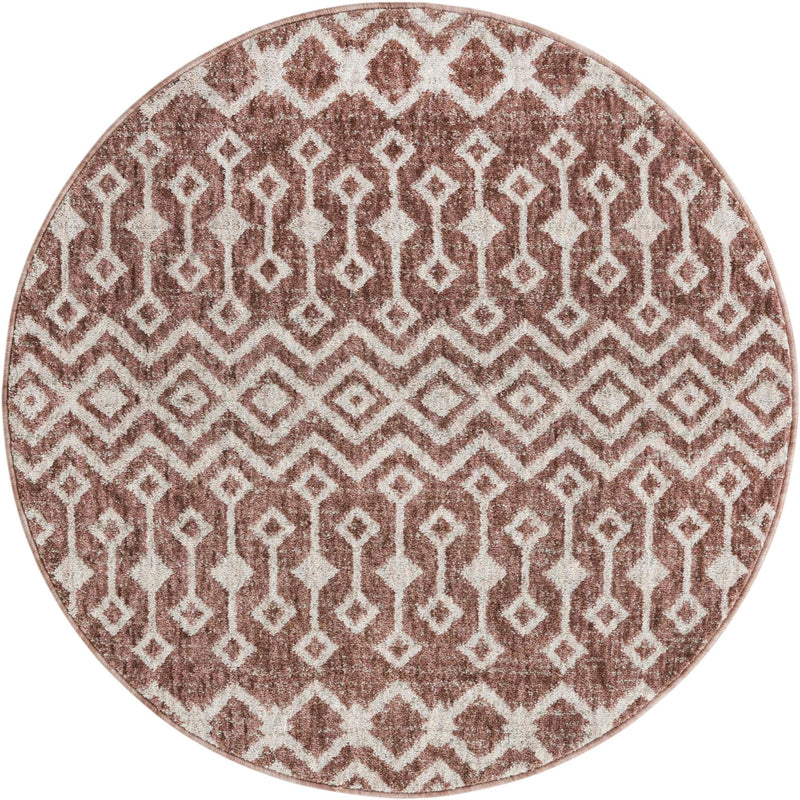 Geo Garden Lattice Collection Area Rug - Andalusia Round Dusty Rose lifestyle 43