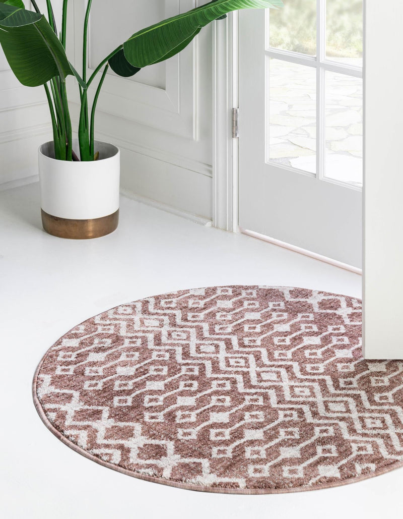 Geo Garden Lattice Collection Area Rug - Andalusia Round Dusty Rose lifestyle 49