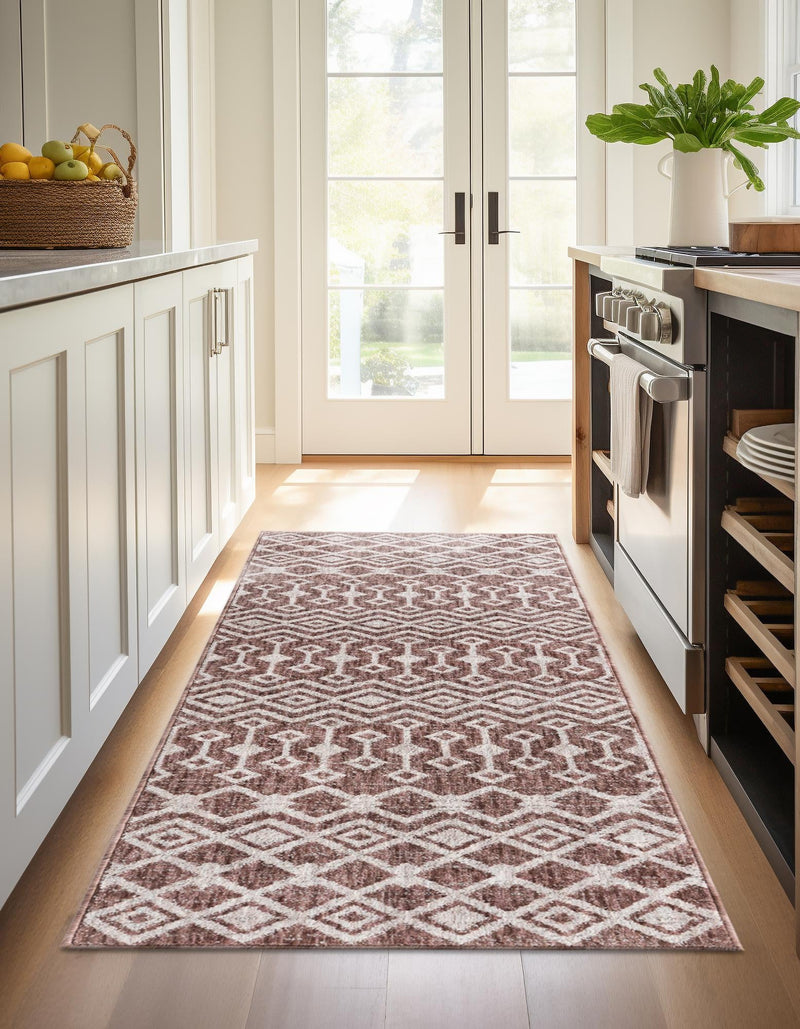 Geo Garden Lattice Collection Area Rug - Andalusia Runner Dusty Rose lifestyle 53