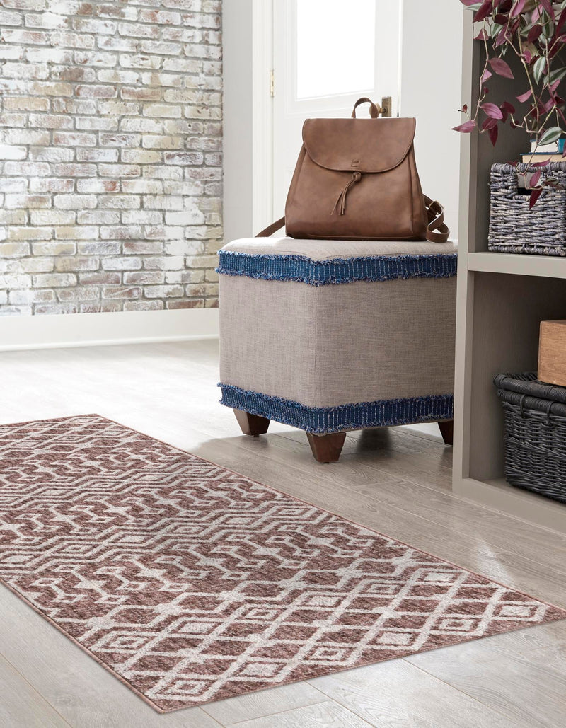 Geo Garden Lattice Collection Area Rug - Andalusia Runner Dusty Rose lifestyle 54