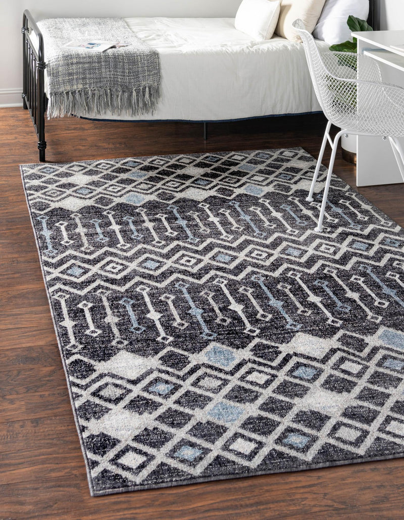 Geo Garden Lattice Collection Area Rug - Andalusia Rectangle Charcoal Gray lifestyle 3