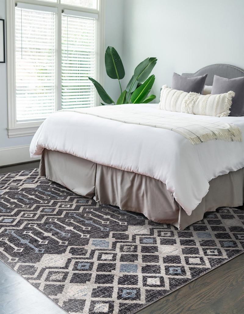 Geo Garden Lattice Collection Area Rug - Andalusia Rectangle Charcoal Gray lifestyle 5