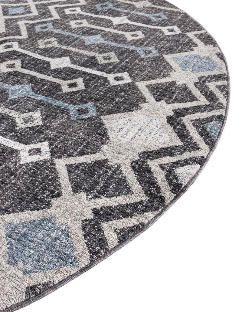 Geo Garden Lattice Collection Area Rug - Andalusia Round Charcoal Gray lifestyle 164