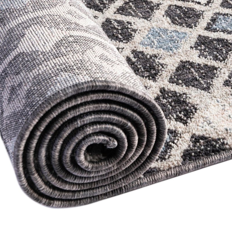 Geo Garden Lattice Collection Area Rug - Andalusia Round Charcoal Gray lifestyle 173