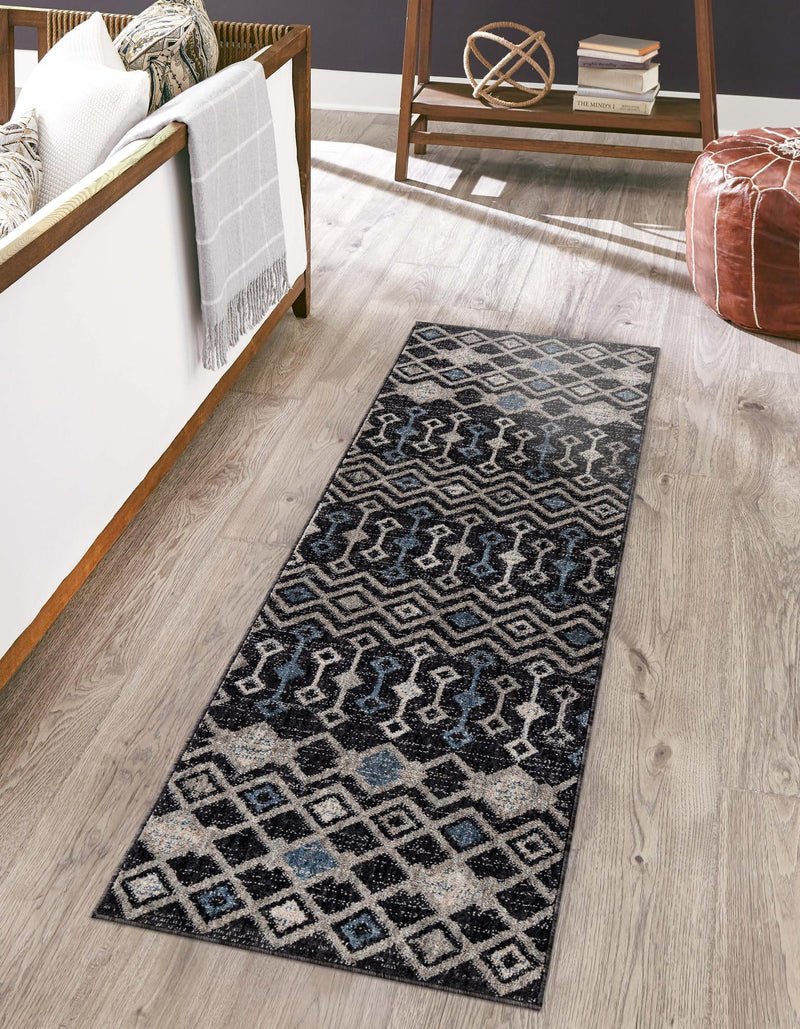 Geo Garden Lattice Collection Area Rug - Andalusia Runner Charcoal Gray lifestyle 107