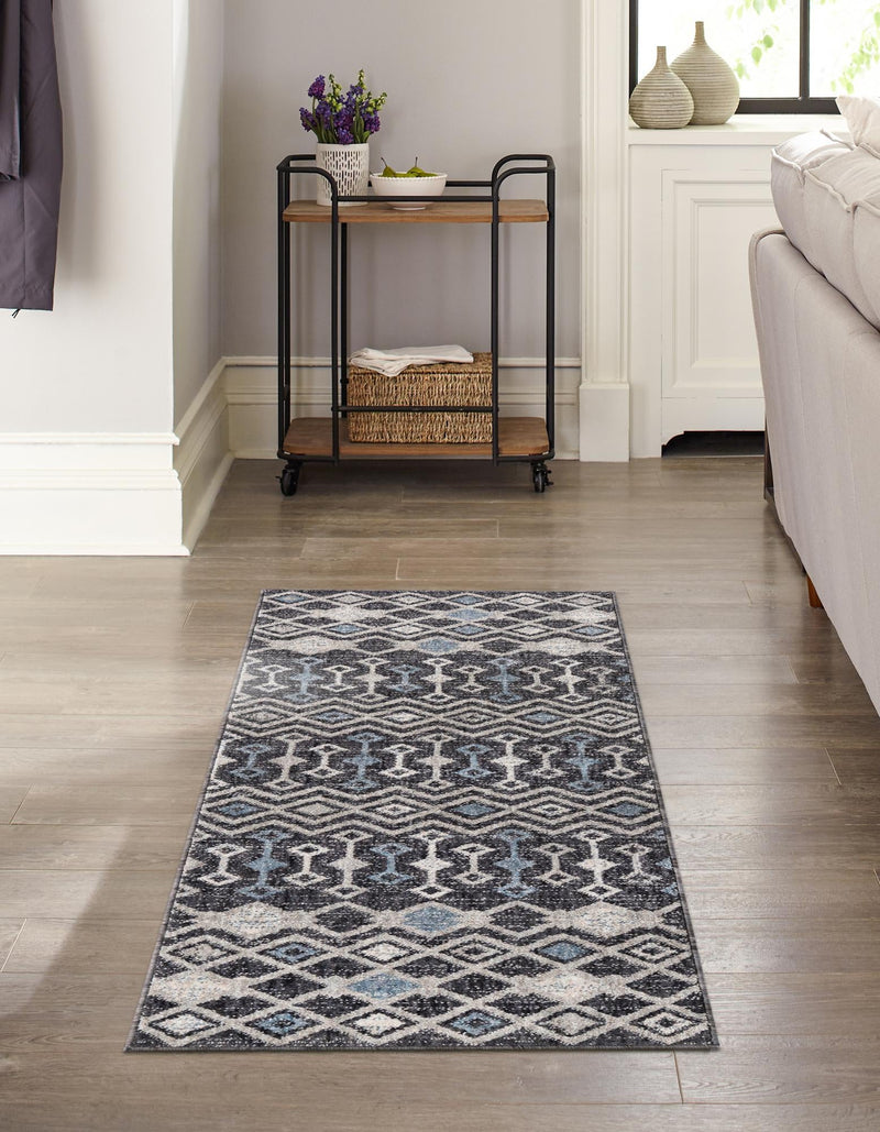 Geo Garden Lattice Collection Area Rug - Andalusia Runner Charcoal Gray lifestyle 117