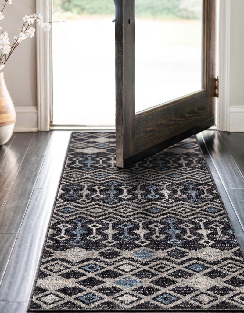 Geo Garden Lattice Collection Area Rug - Andalusia Runner Charcoal Gray lifestyle 133