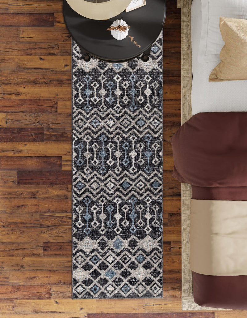 Geo Garden Lattice Collection Area Rug - Andalusia Runner Charcoal Gray lifestyle 153