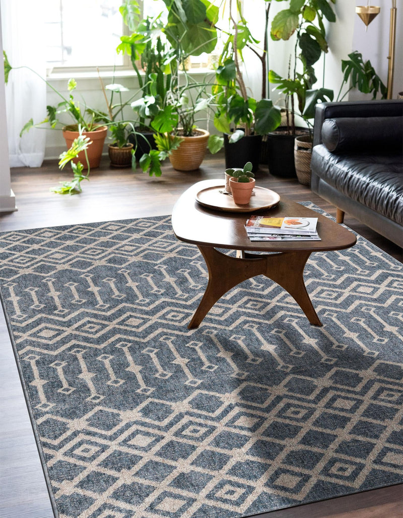 Geo Garden Lattice Collection Area Rug - Andalusia Rectangle Harbor Blue lifestyle 33