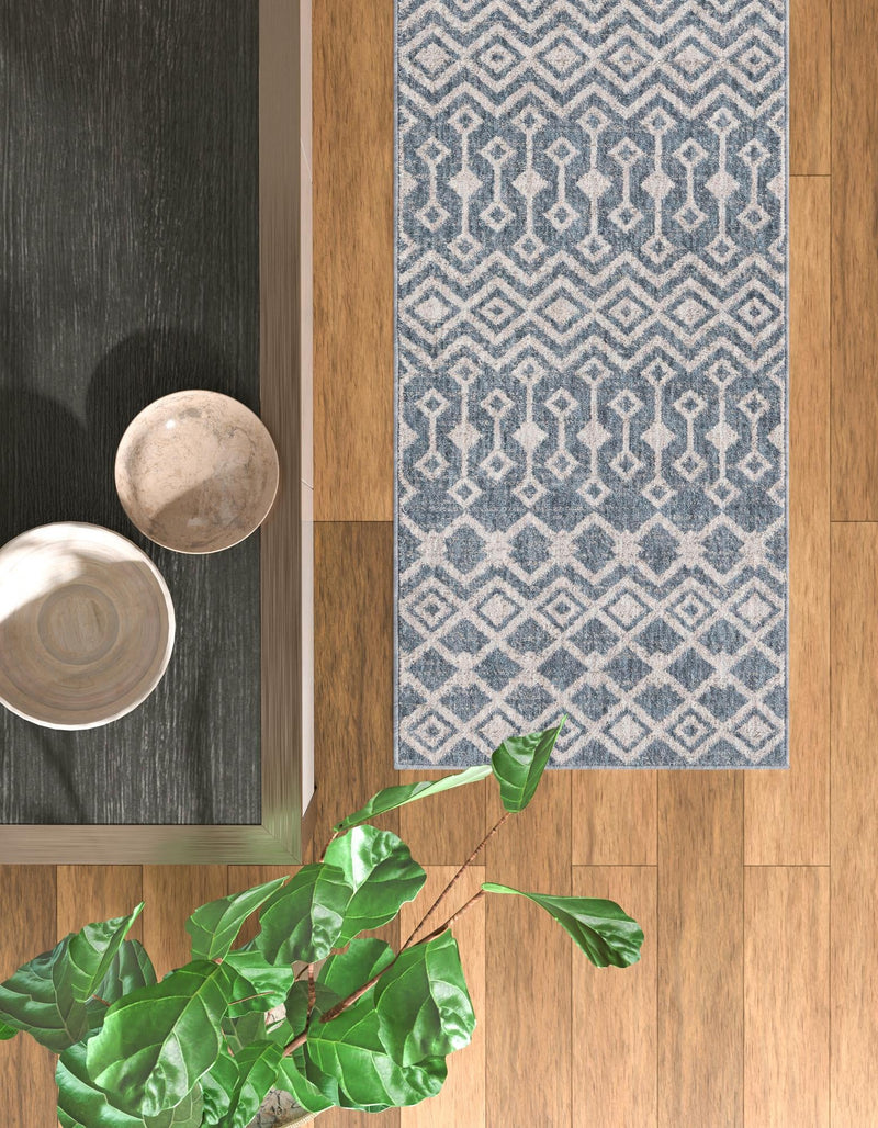 Geo Garden Lattice Collection Area Rug - Andalusia Runner Harbor Blue lifestyle 119