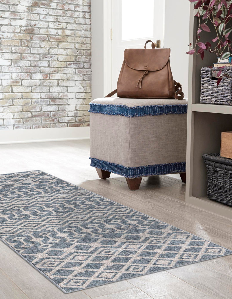 Geo Garden Lattice Collection Area Rug - Andalusia Runner Harbor Blue lifestyle 129