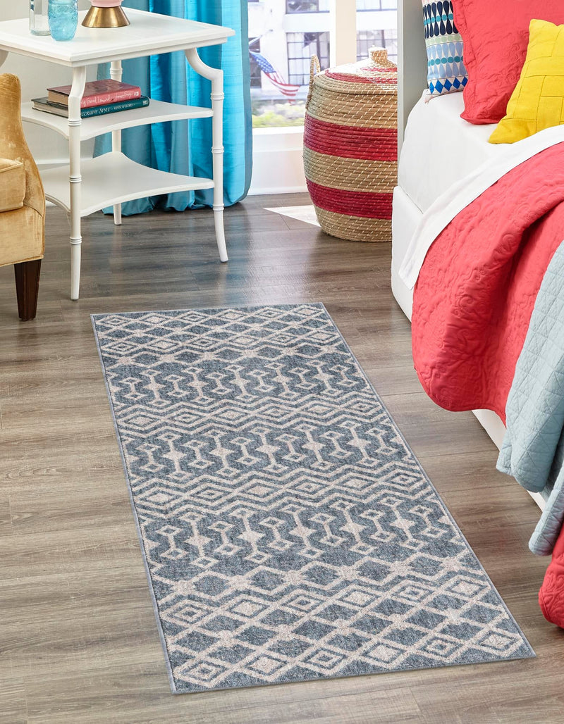 Geo Garden Lattice Collection Area Rug - Andalusia Runner Harbor Blue lifestyle 139