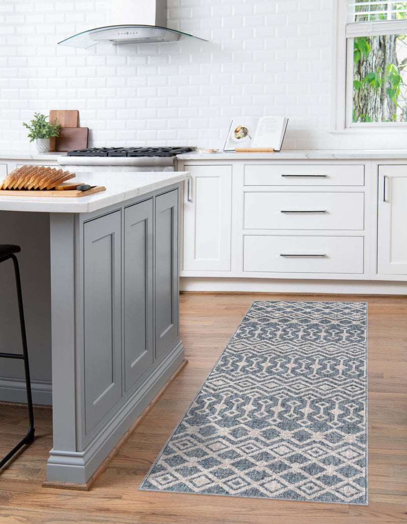 Geo Garden Lattice Collection Area Rug - Andalusia Runner Harbor Blue lifestyle 144