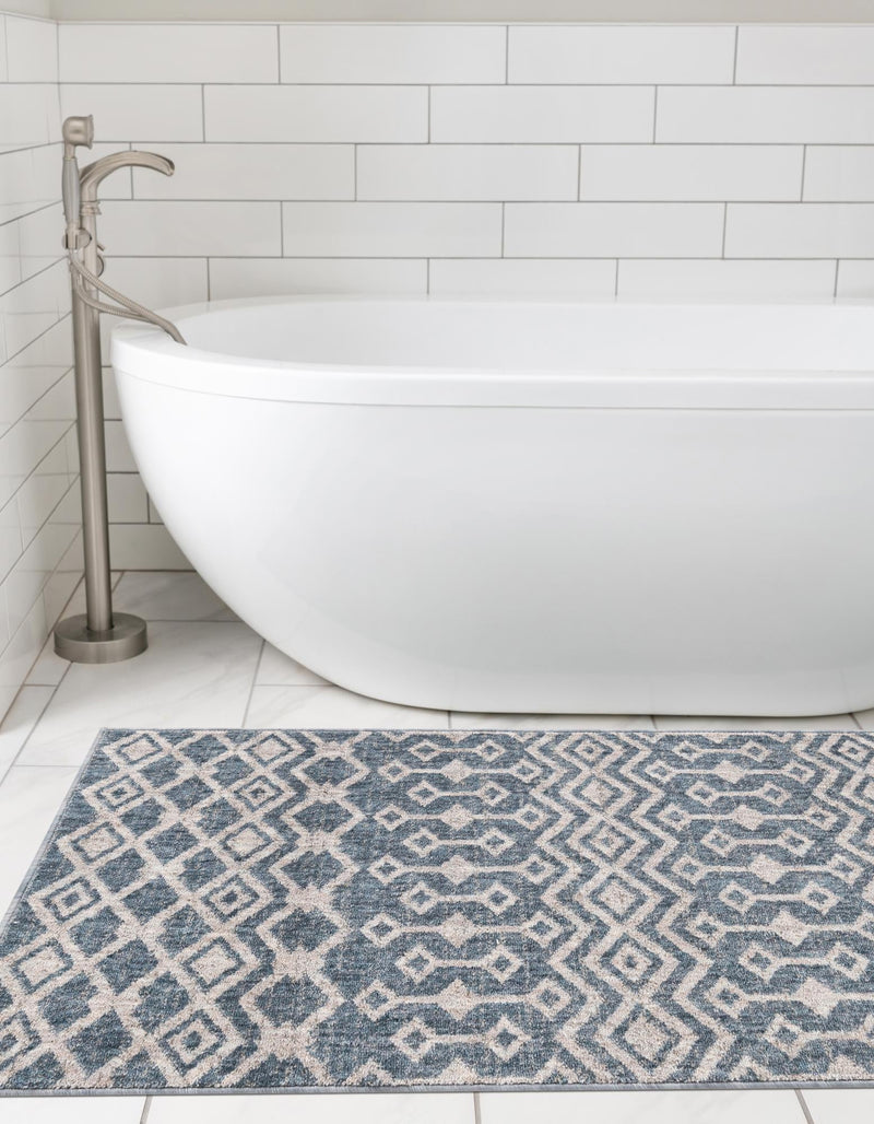 Geo Garden Lattice Collection Area Rug - Andalusia Runner Harbor Blue lifestyle 149