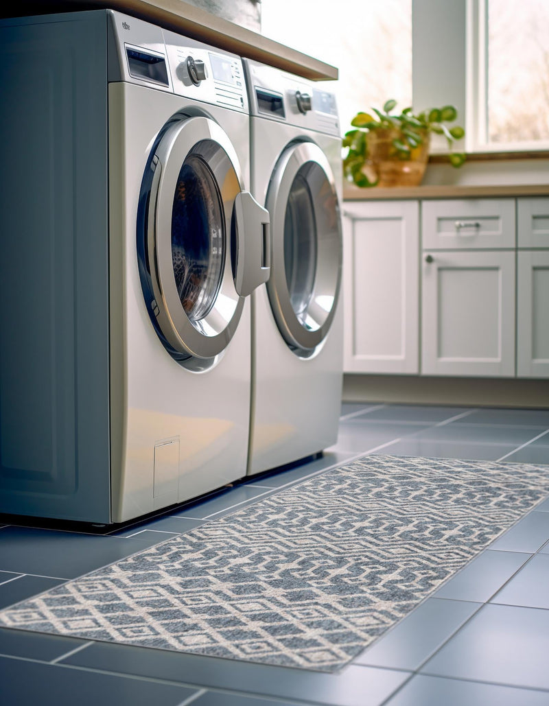 Geo Garden Lattice Collection Area Rug - Andalusia Runner Harbor Blue lifestyle 154