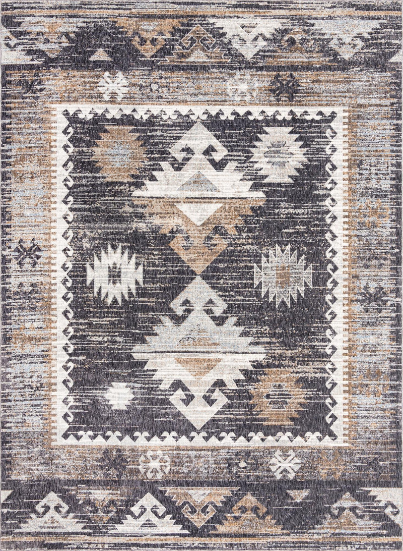 Desert Modern Eco Rug Series Collection Area Rug - Mojave Rectangle Charcoal Gray lifestyle 2