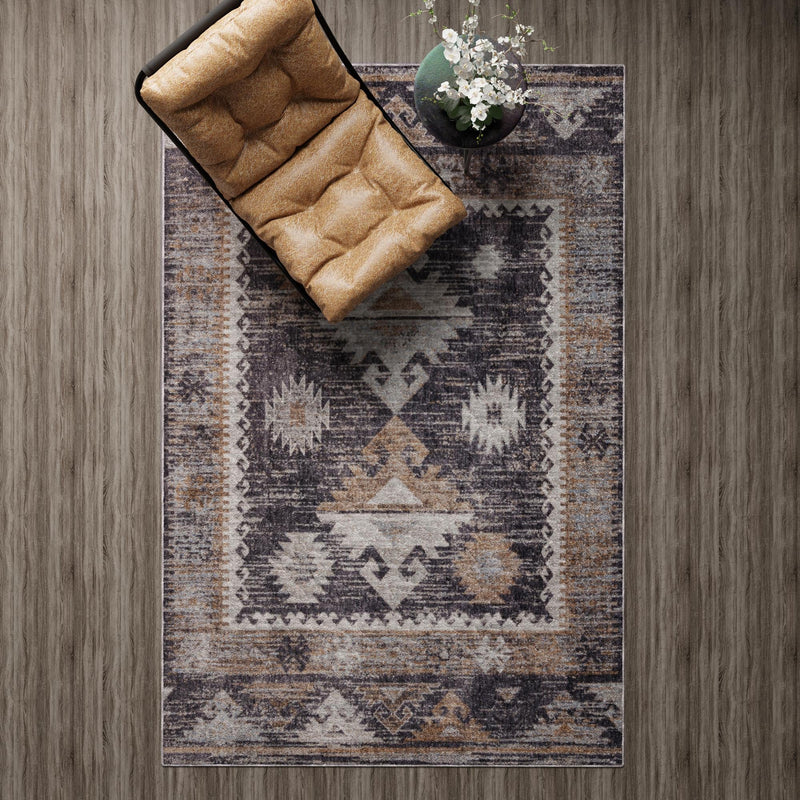 Desert Modern Eco Rug Series Collection Area Rug - Mojave Rectangle Charcoal Gray lifestyle 25