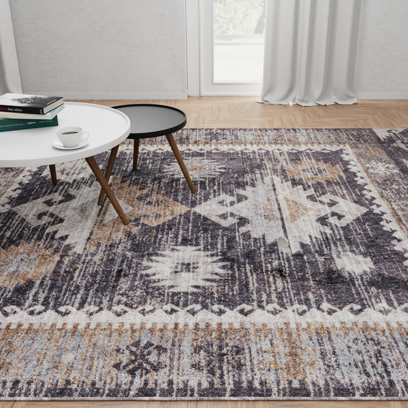 Desert Modern Eco Rug Series Collection Area Rug - Mojave Rectangle Charcoal Gray lifestyle 32