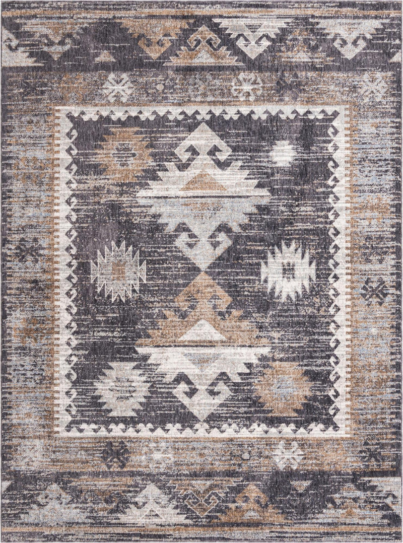 Desert Modern Eco Rug Series Collection Area Rug - Mojave Rectangle Charcoal Gray Main