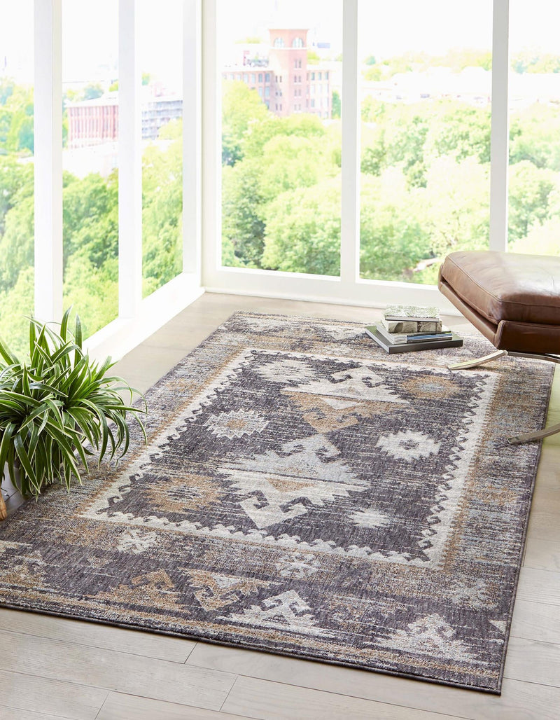 Desert Modern Eco Rug Series Collection Area Rug - Mojave Rectangle Charcoal Gray lifestyle 3
