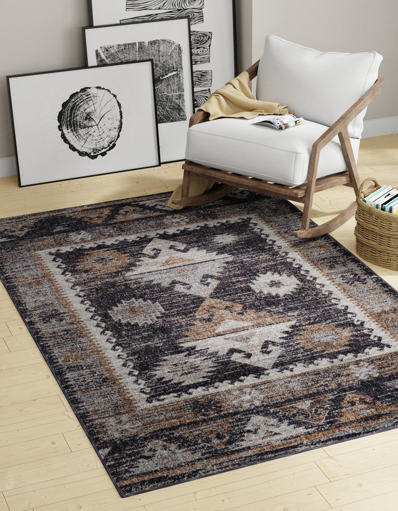 Desert Modern Eco Rug Series Collection Area Rug - Mojave Rectangle Charcoal Gray lifestyle 15