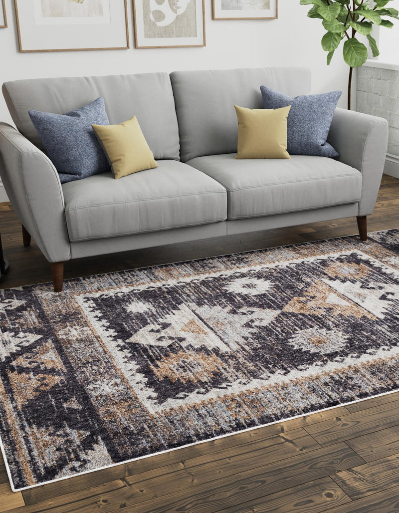 Desert Modern Eco Rug Series Collection Area Rug - Mojave Rectangle Charcoal Gray lifestyle 18
