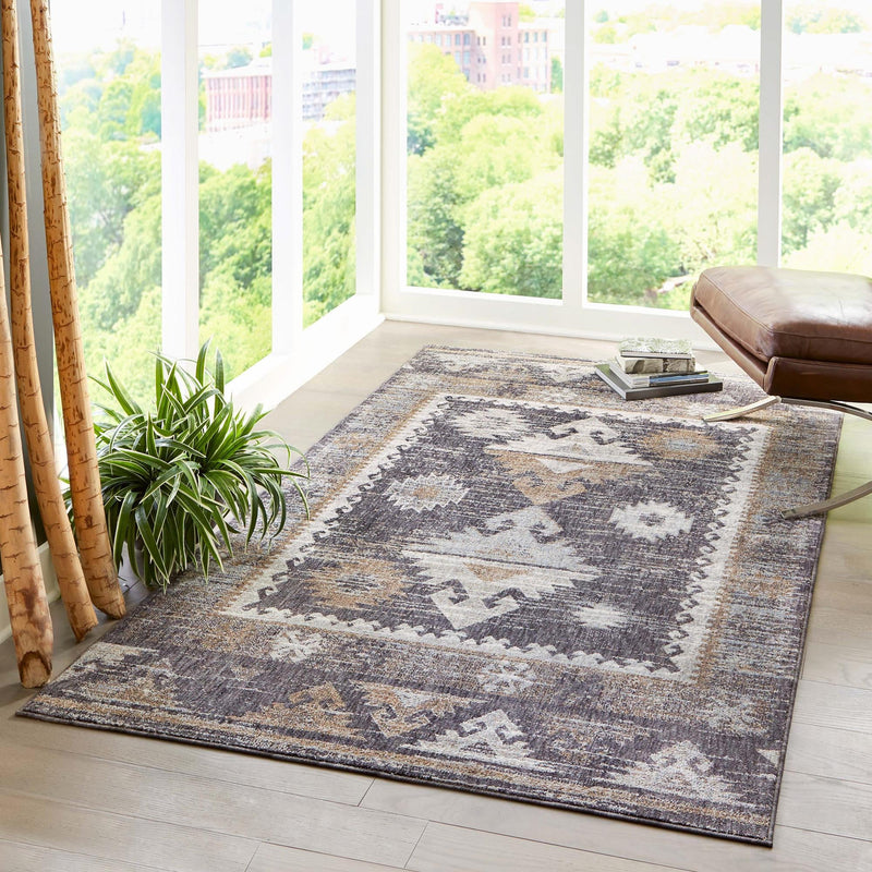 Desert Modern Eco Rug Series Collection Area Rug - Mojave Rectangle Charcoal Gray lifestyle 23