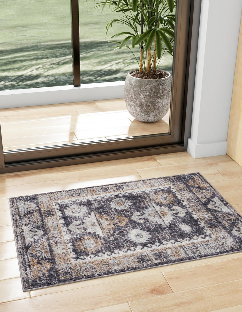 Desert Modern Eco Rug Series Collection Area Rug - Mojave Rectangle Charcoal Gray lifestyle 4