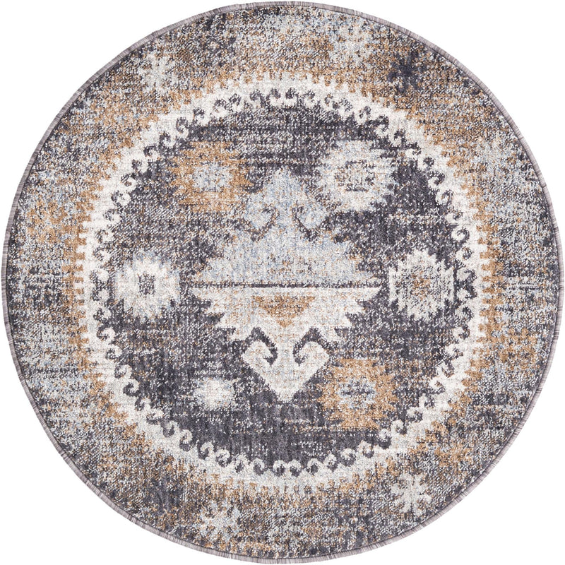 Desert Modern Eco Rug Series Collection Area Rug - Mojave Round Charcoal Gray lifestyle 37