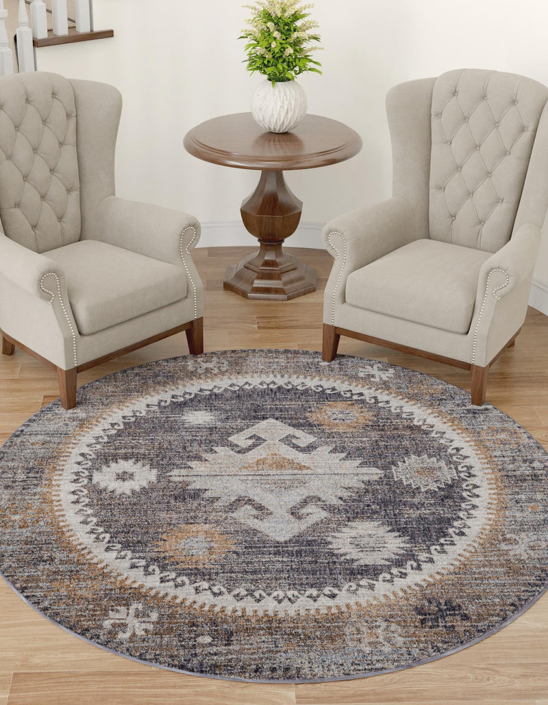 Desert Modern Eco Rug Series Collection Area Rug - Mojave Round Charcoal Gray lifestyle 58
