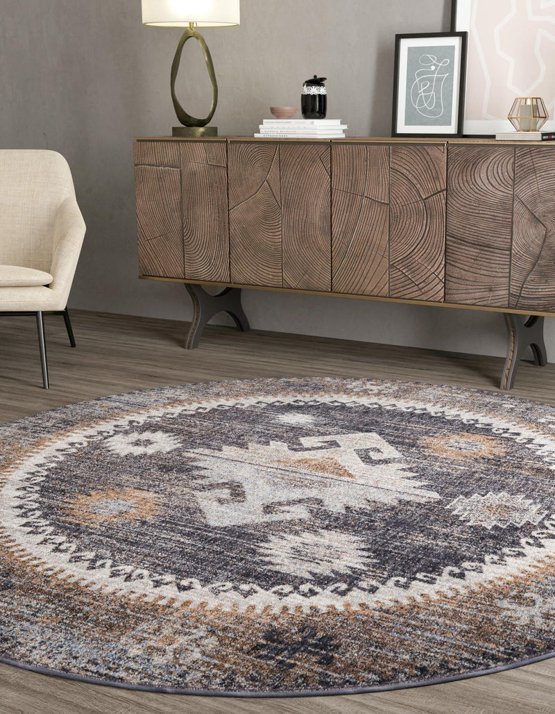 Desert Modern Eco Rug Series Collection Area Rug - Mojave Round Charcoal Gray lifestyle 60