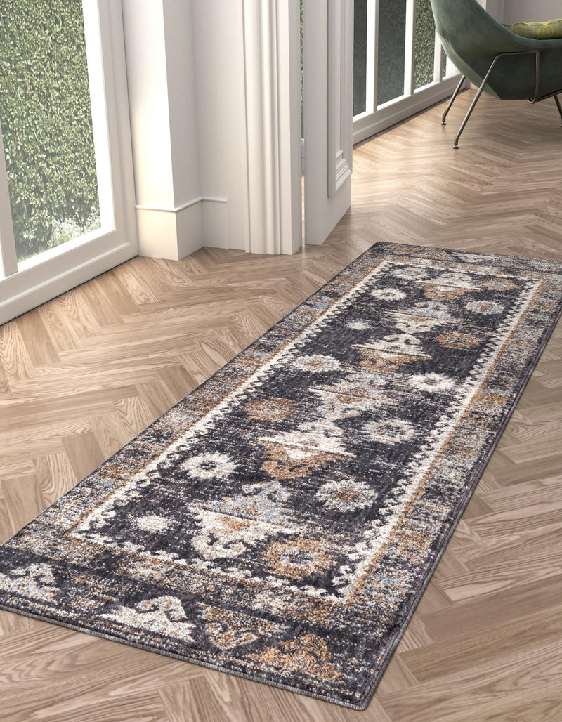Desert Modern Eco Rug Series Collection Area Rug - Mojave Runner Charcoal Gray lifestyle 55