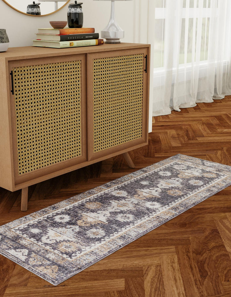 Desert Modern Eco Rug Series Collection Area Rug - Mojave Runner Charcoal Gray lifestyle 57