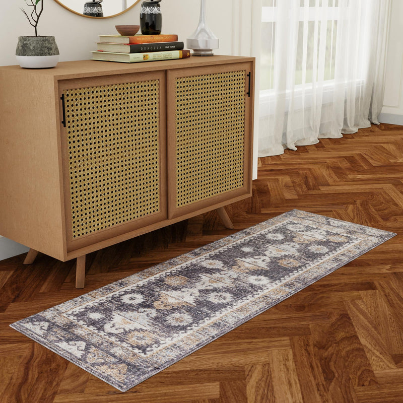 Desert Modern Eco Rug Series Collection Area Rug - Mojave Runner Charcoal Gray lifestyle 68