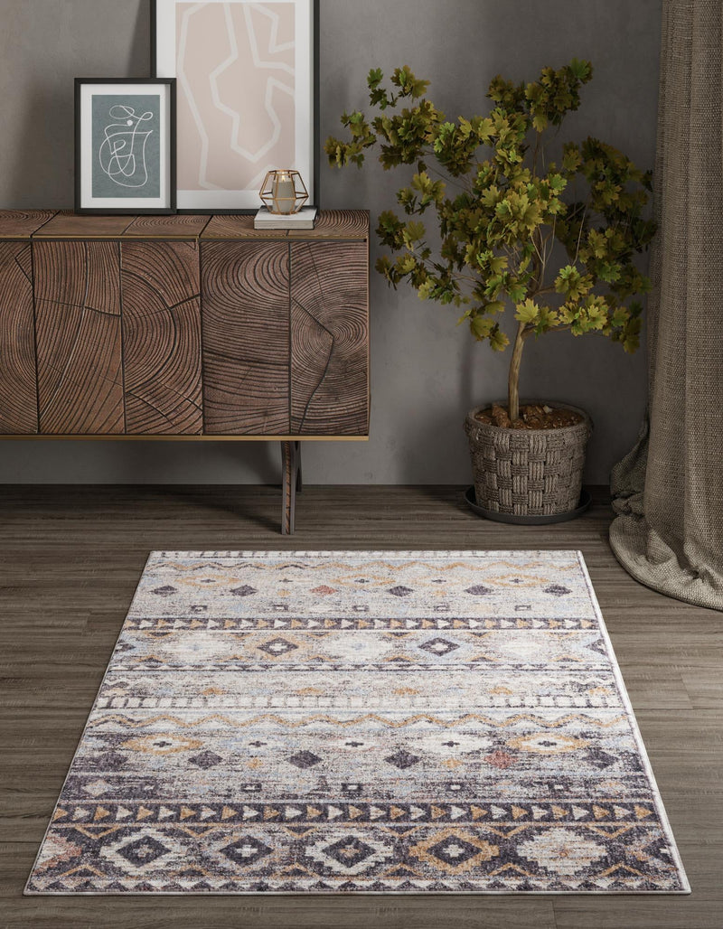 Desert Modern Eco Rug Series Collection Area Rug - Sonora Rectangle Khaki Gray lifestyle 17