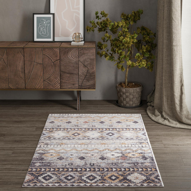 Desert Modern Eco Rug Series Collection Area Rug - Sonora Rectangle Khaki Gray lifestyle 20