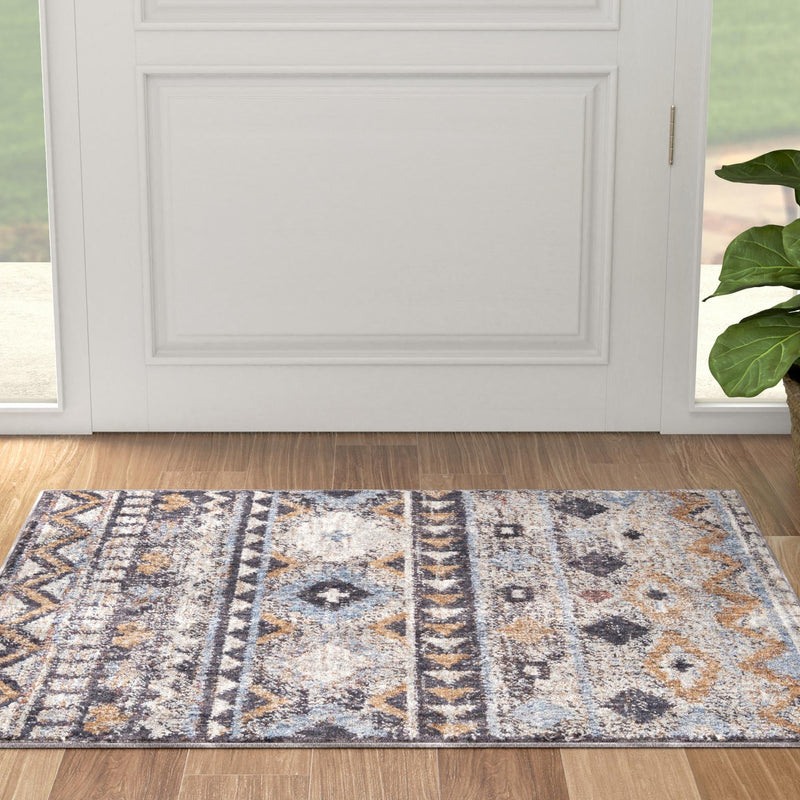 Desert Modern Eco Rug Series Collection Area Rug - Sonora Rectangle Khaki Gray lifestyle 21