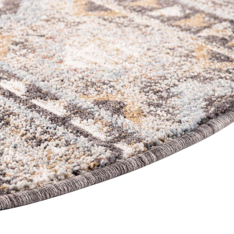 Desert Modern Eco Rug Series Collection Area Rug - Sonora Round Khaki Gray lifestyle 37