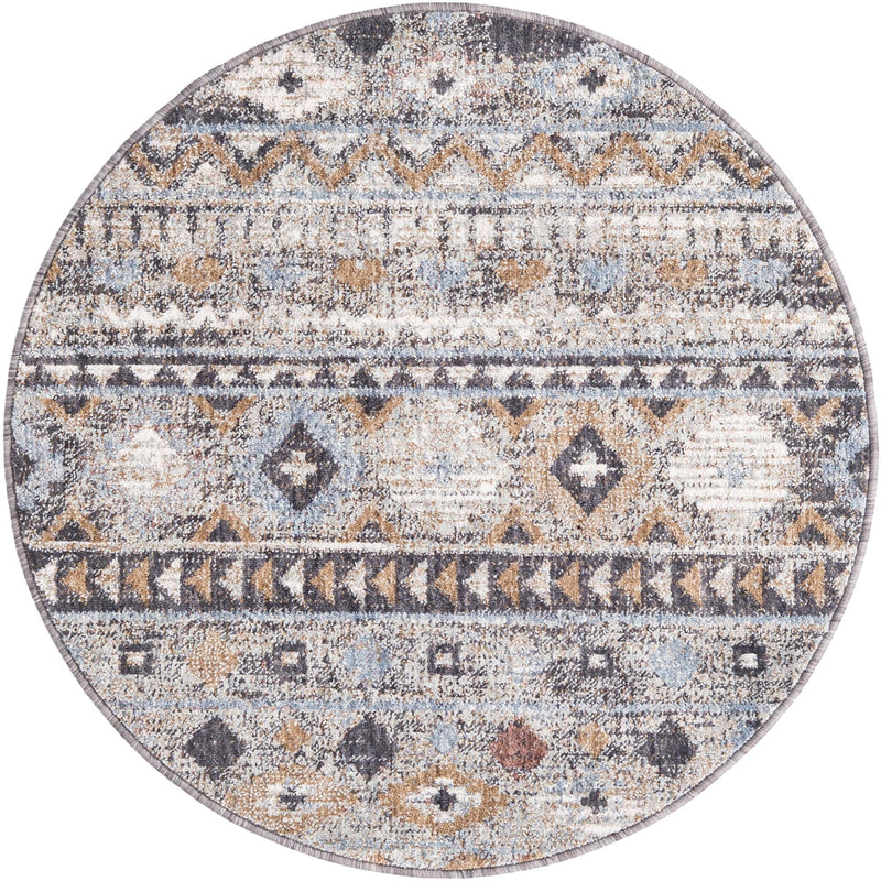 Desert Modern Eco Rug Series Collection Area Rug - Sonora Round Khaki Gray lifestyle 27