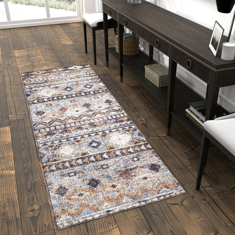 Desert Modern Eco Rug Series Collection Area Rug - Sonora Runner Khaki Gray lifestyle 54
