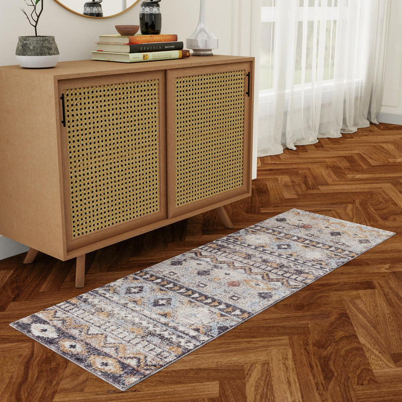 Desert Modern Eco Rug Series Collection Area Rug - Sonora Runner Khaki Gray lifestyle 55